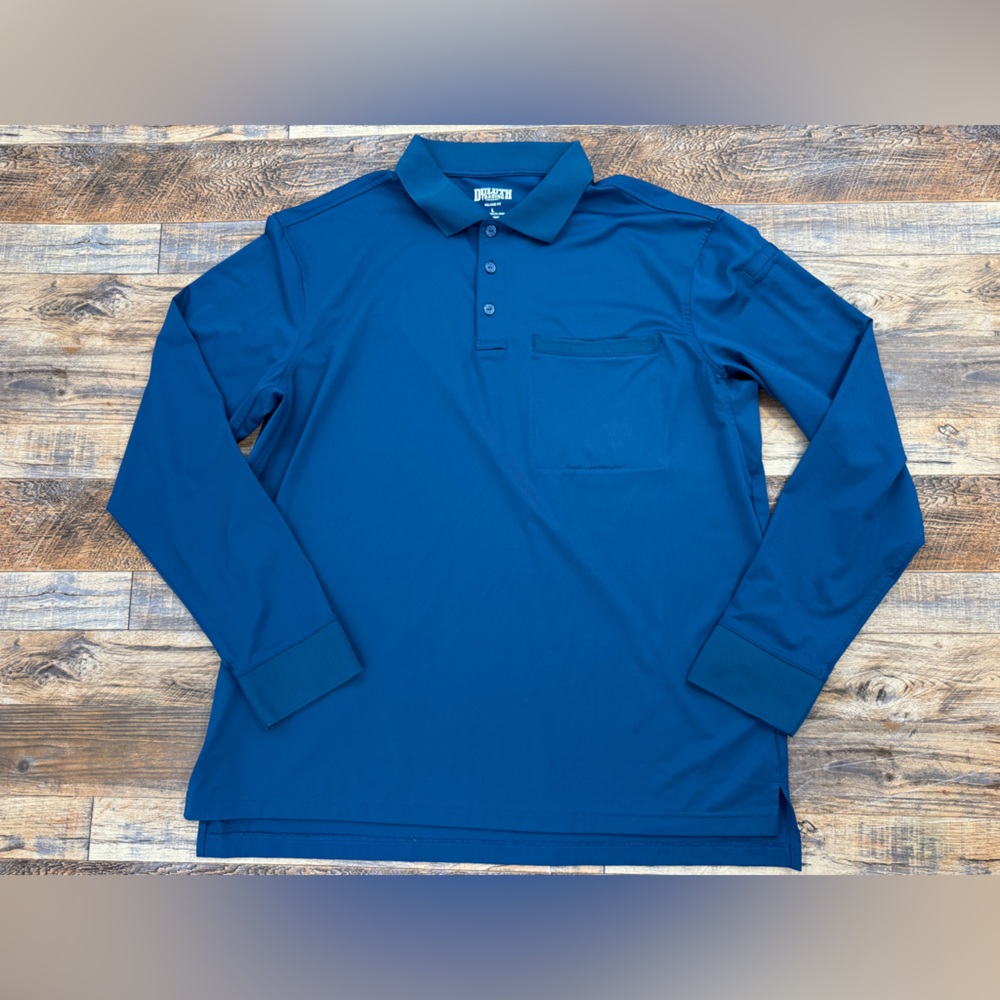 Duluth Trading Co Navy Relaxed Fit Long Sleeve Pullover Shirt, Men's Size Large